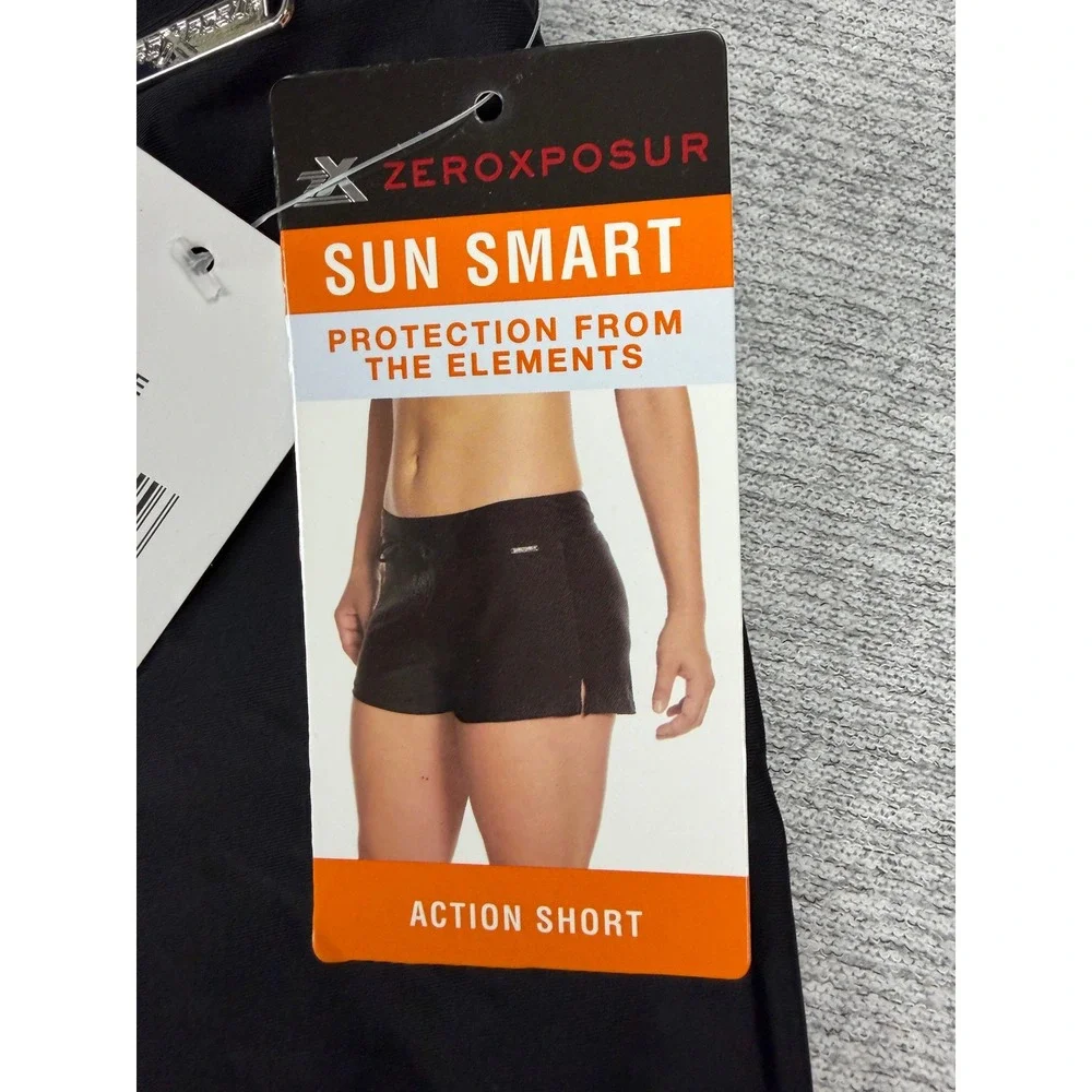 ZeroXposur Womens XL Sun Smart Action Shorts Black Swim Bottoms UPF 30+ MSRP $49